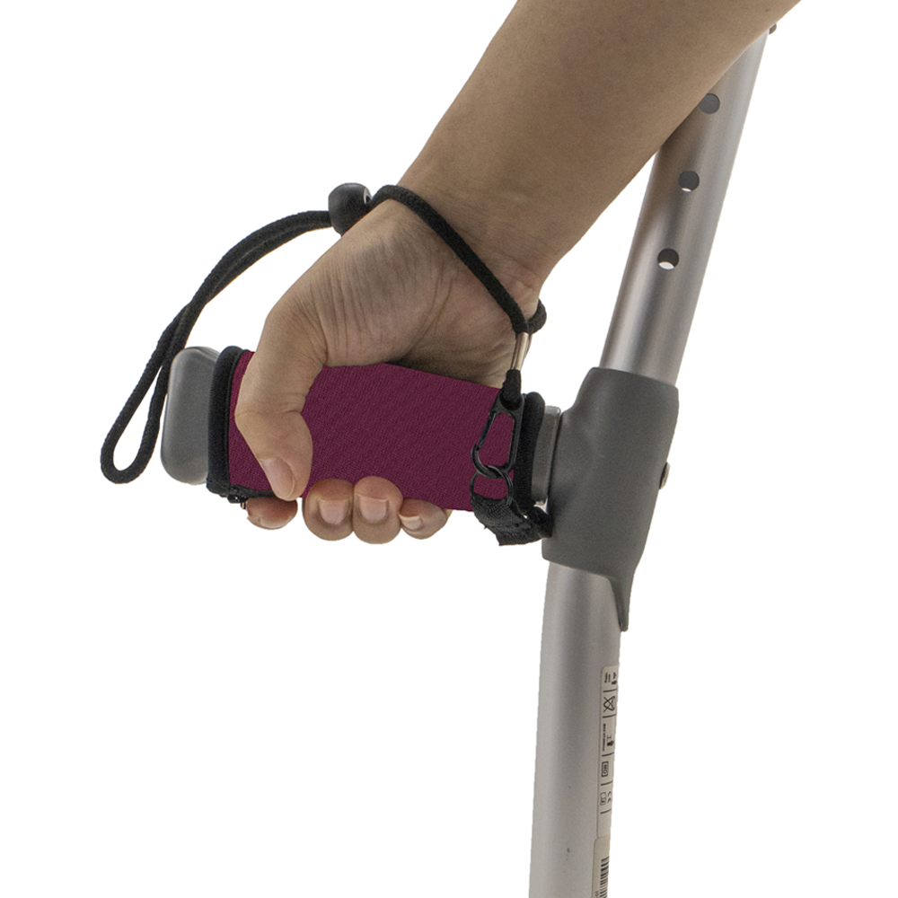 Soft Neoprene Crutch Grip Handle Covers With Wrist Strap Purple